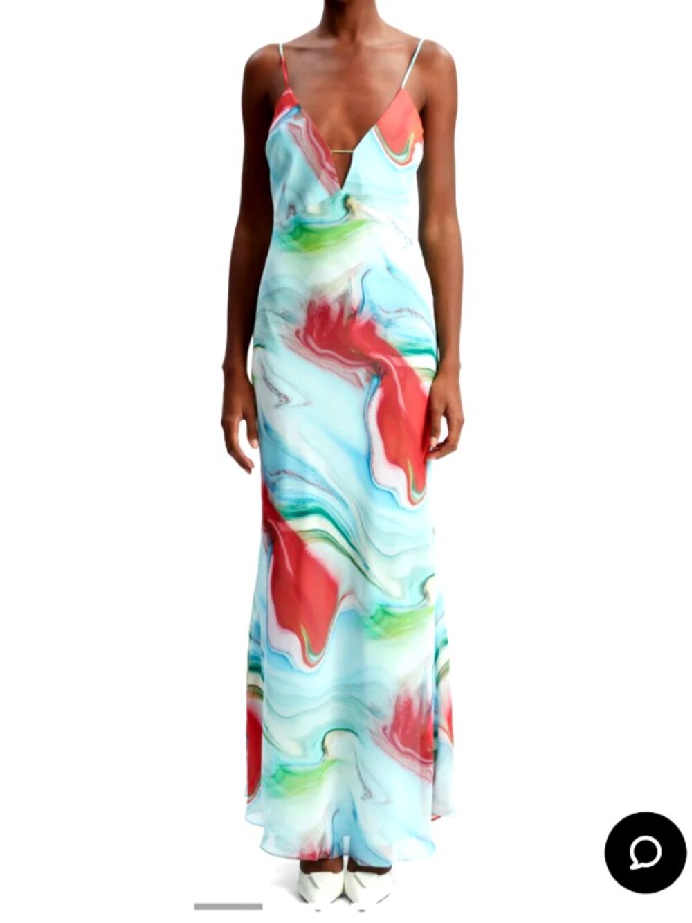 NWT Bardot Maxi Slip Dress Sz 8 Abstract Marble Tie-Dye Print Blue Red Green